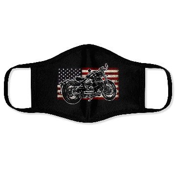 Discover Distressed Flag Vintage Bobber Bike Motorcycle Face Masks