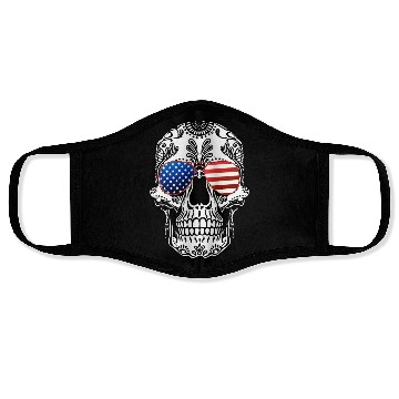 Discover Skull American Flag Glasses Sugar Skull US Stars Face Masks