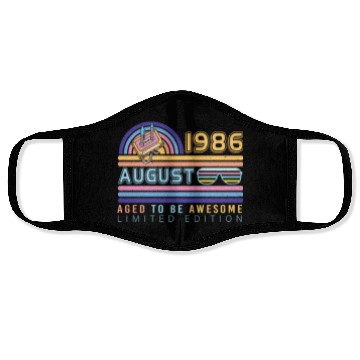 Discover Birthday Greeting August 1986 Face Masks