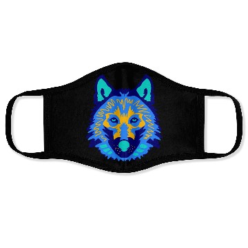 Discover blue wolf face Face Masks