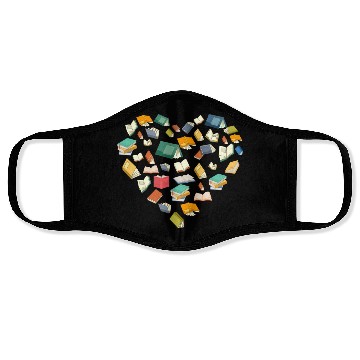 Discover Book Lover Heart Shape Bookish Gift For Librarian Face Masks