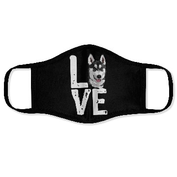 Discover LOVE HUSKY DOGS Face Masks