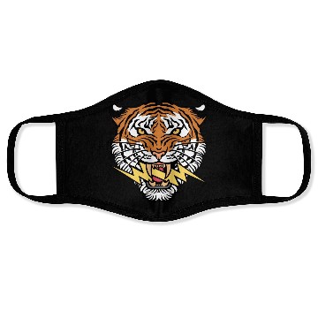 Discover Tiger face and lightning bolt Face Masks