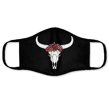 Discover Floral bull skull Face Masks