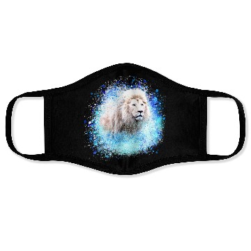 Discover lion,graffiti,painting,blue,white lion Face Masks