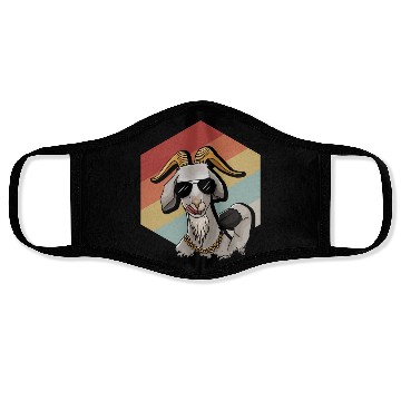 Discover Cool Retro Goat With Sunglasses Face Masks