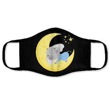 Discover cute elephant sleeping in the moon Face Masks
