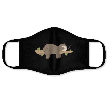 Discover sleeping sloth on tree branch Face Masks