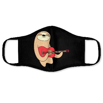 Discover SLOTH WITH GUITAR Face Masks