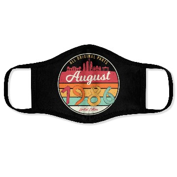 Discover Birthday Greeting 1986 In August Face Masks