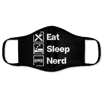 Discover Eat Sleep Nerd Face Masks