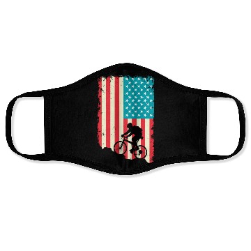 Discover mountain biking american flag Face Masks