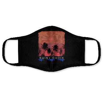 Discover Saint Croix Caribbean Vacation Souvenir Palm Tree Face Masks