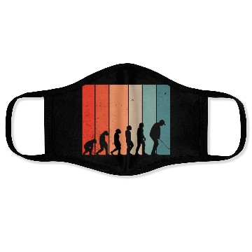 Discover Human Evolution Golf Vintage Golf Player Golfing Face Masks