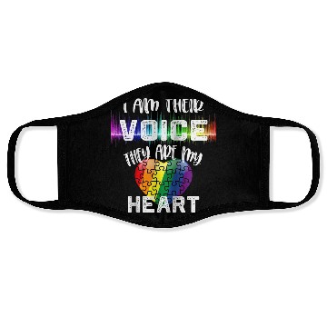 Discover Autism Teacher I Am Their Voice They Are My Heart Face Masks