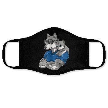 Discover Strong Wolf with Wolf Child for a Wolf lover Face Masks