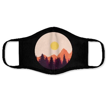 Discover sunset horizon mountains Face Masks