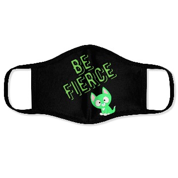 Discover be fierce with cat green Face Masks