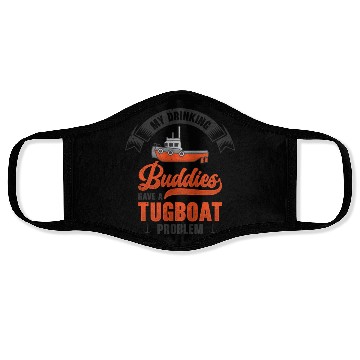 Discover Tugboat Drinking Buddies Alcohol Tugboat Captain Face Masks