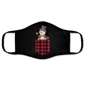 Discover Christmas Cute Snowman In Buffalo Plaid Pocket Face Masks