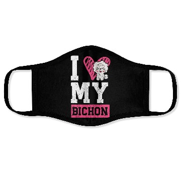 Discover I Love My Bichon Frise Curly Hair Pup Puppy Lover Face Masks