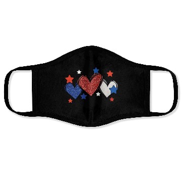 Discover God Bless America Patriotic USA Hearts 4th of July Face Masks