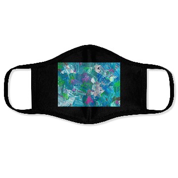 Discover Abstract Blue Teal Brushstrokes Painting Face Masks