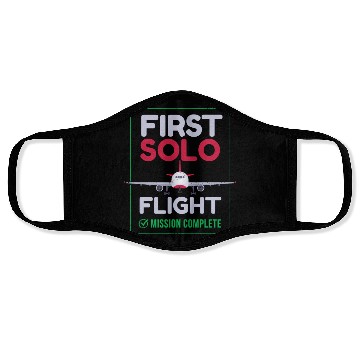 Discover First Solo Flight Airplane First Flight Face Masks