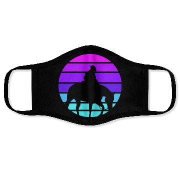 Discover Synthwave Cowboy Horse Wrangler Gift Face Masks