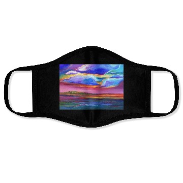 Discover Colorful Sunset Landscape Painting Face Masks