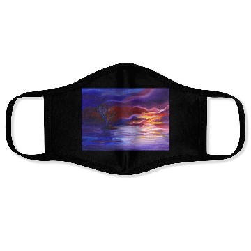Discover Colorful Sunset Landscape Painting Face Masks