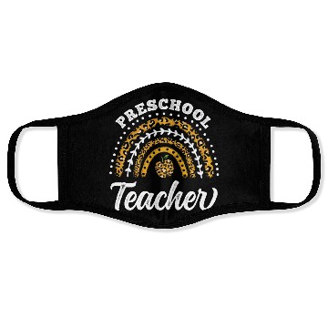Discover Preschool Teacher Leopard Rainbow Back To School Face Masks
