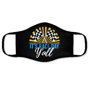 Discover It's Race Day Y'all Face Masks, Race Day Checkered