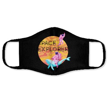 Discover Space Explorer Two Astronauts and A Blue Whale Face Masks