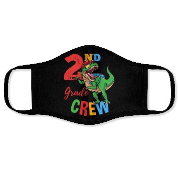 Discover 2nd Grade Crew T-Rex Dinosaur Back To School Boys Face Masks