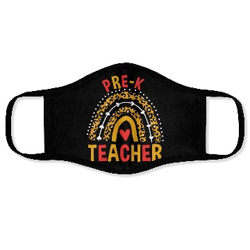 Discover Back To School Leopard Pre-K Teacher Rainbow Face Masks