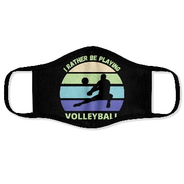 Discover I rather be playing volleyball retro sunset Face Masks