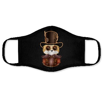 Discover Steampunk fox with ancient cylinder hat & glasses Face Masks