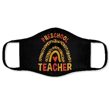 Discover Back To School Leopard Preschool Teacher Rainbow Face Masks