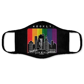 Discover Brooklyn New York Skyline Rainbow Flag Face Masks