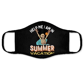 Discover help me i am in summer vacation funny skeleton Face Masks