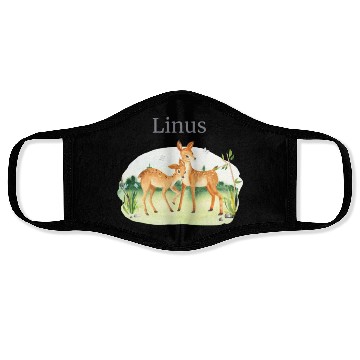 Discover Forest Animal Deer Flowers Name Linus Face Masks