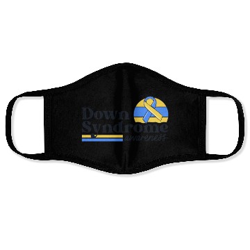 Discover Down Syndrome Awareness Retro Sunset Yellow Blue Face Masks