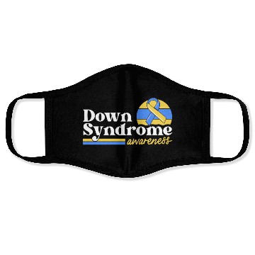 Discover Down Syndrome Awareness Retro Sunset Yellow Blue Face Masks