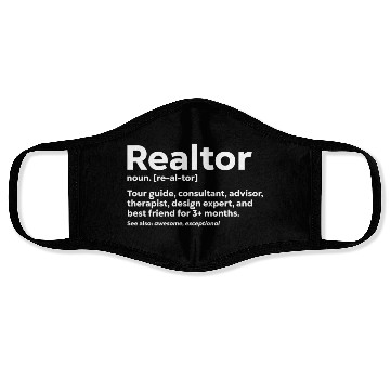 Discover Funny Realtor Definition Real State Agent Face Masks