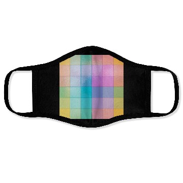 Discover Rainbow Shimmer Multi Squares Pattern Face Masks