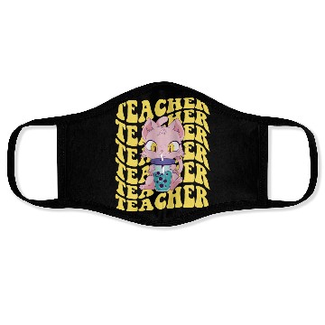 Discover Boba Tea Teacher Retro Groovy Back To School Face Masks