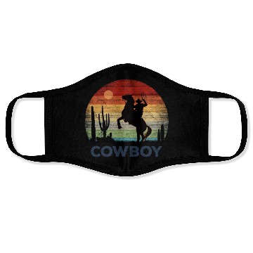 Discover Cowboy - Retro Sunset Face Masks