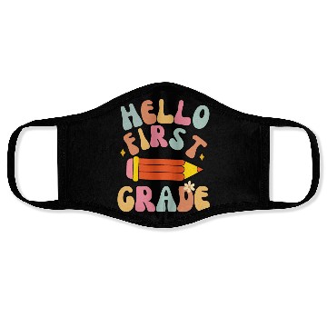 Discover Hello First Grade Teacher Back To School Groovy Face Masks