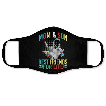 Discover Mom And Son Best Friends For Life Autism Awareness Face Masks